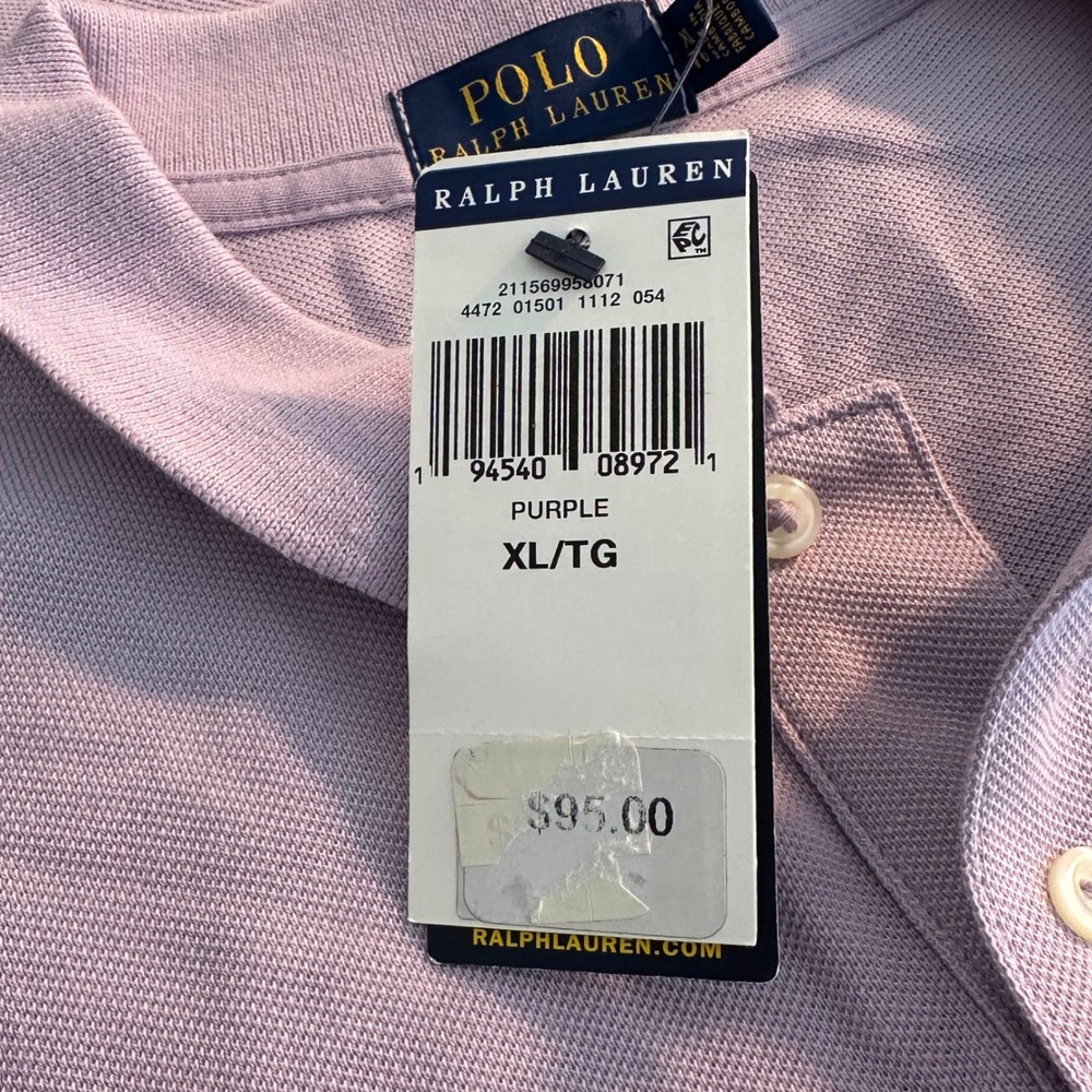 Polo Ralph Lauren Skinny Fit Cotton Pique Shirt Size XL Purple Preppy NEW‎ - Picture 7 of 10